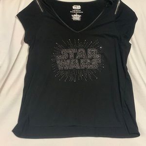 Star Wars Rock and Republic top with zipper sleeves bejeweled logo.